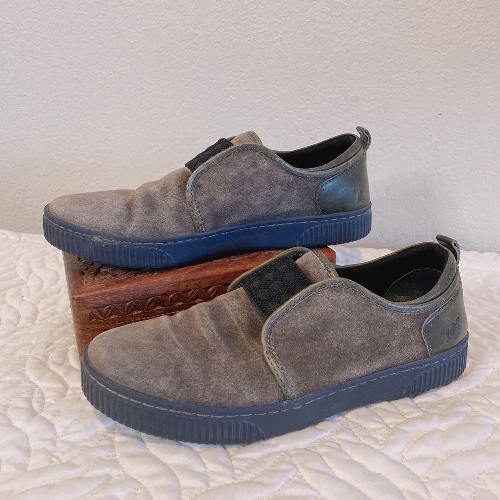 Born Suede Leather Slip Ons Sneakers Flats Brown Black Comfort Size 7